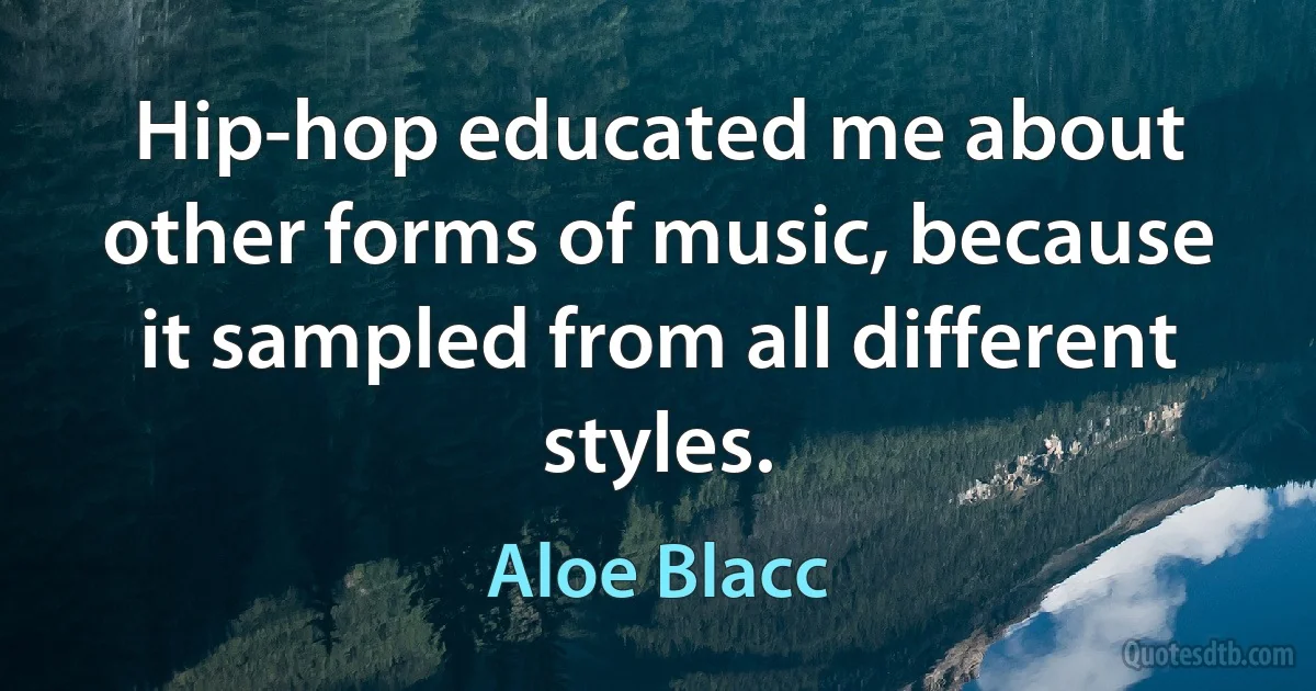 Hip-hop educated me about other forms of music, because it sampled from all different styles. (Aloe Blacc)