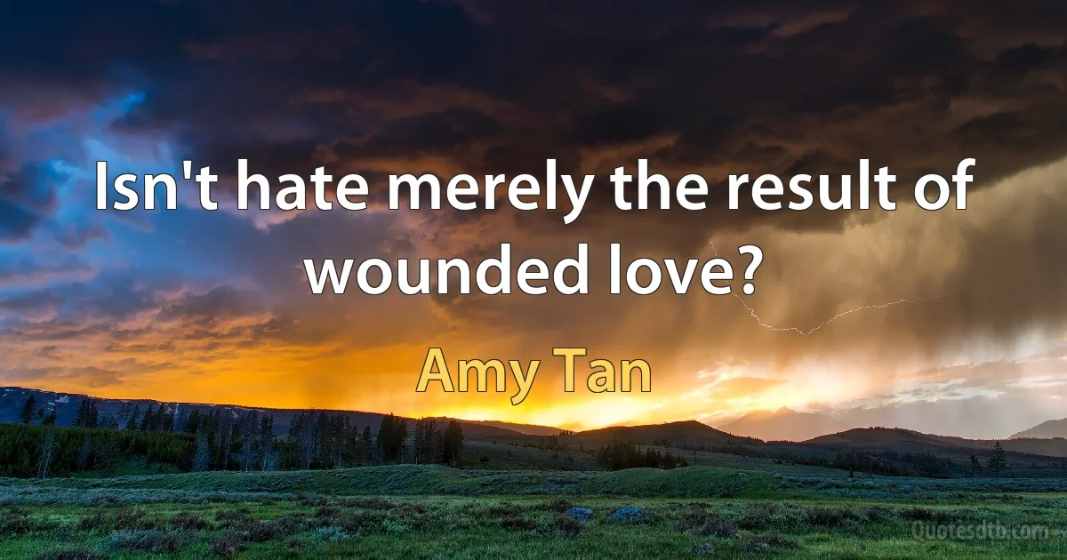 Isn't hate merely the result of wounded love? (Amy Tan)