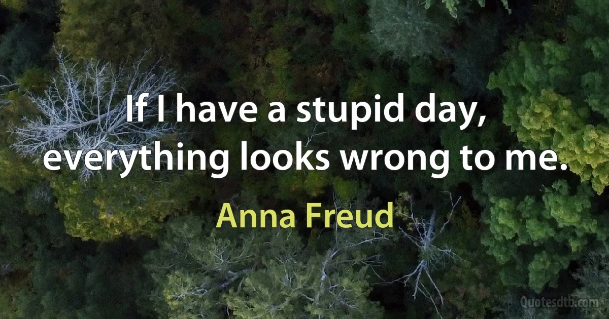 If I have a stupid day, everything looks wrong to me. (Anna Freud)