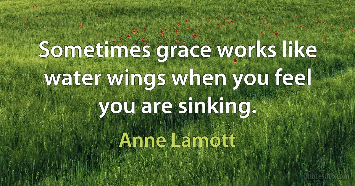 Sometimes grace works like water wings when you feel you are sinking. (Anne Lamott)