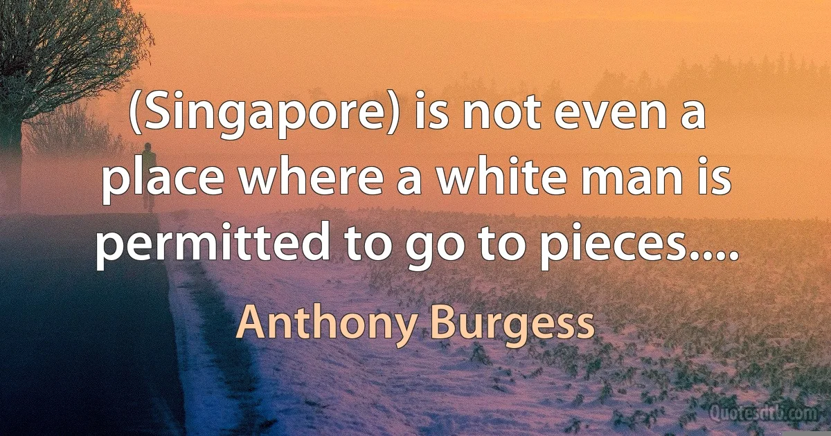 (Singapore) is not even a place where a white man is permitted to go to pieces.... (Anthony Burgess)