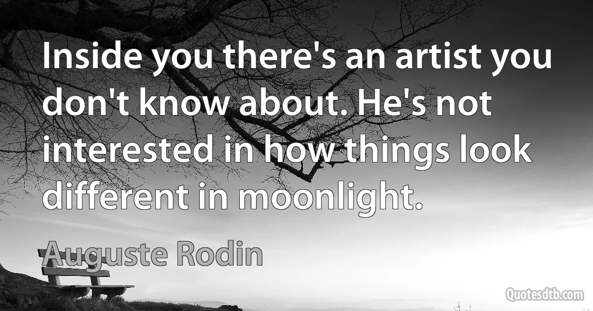 Inside you there's an artist you don't know about. He's not interested in how things look different in moonlight. (Auguste Rodin)