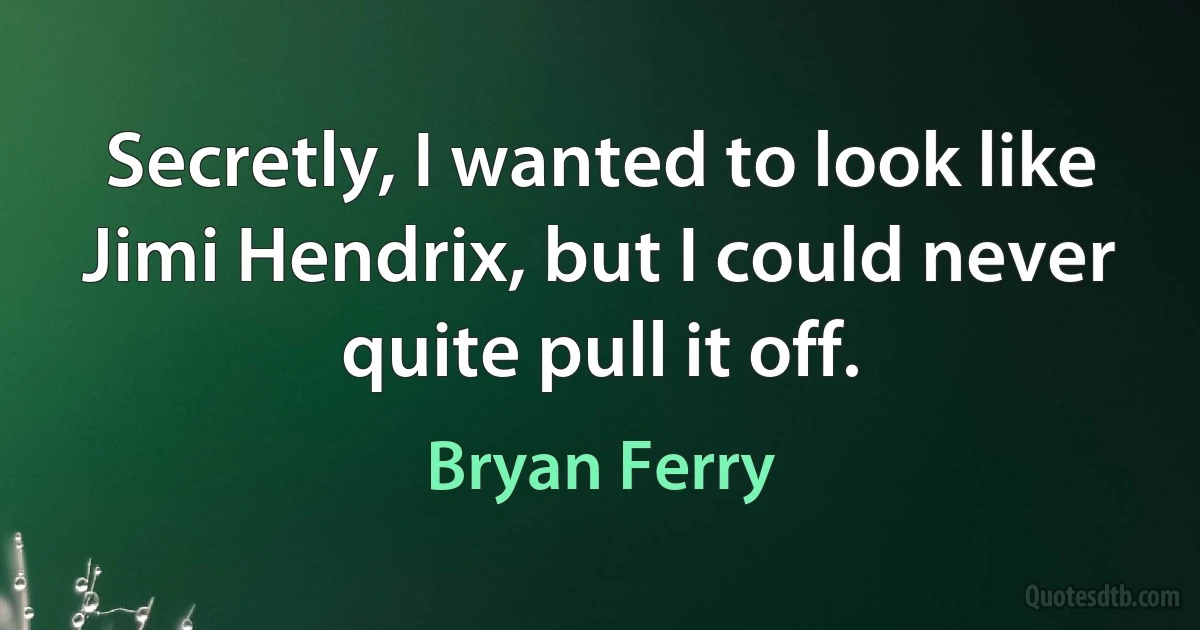 Secretly, I wanted to look like Jimi Hendrix, but I could never quite pull it off. (Bryan Ferry)