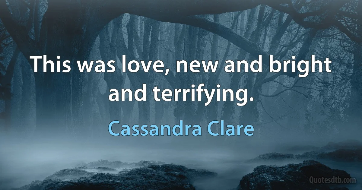 This was love, new and bright and terrifying. (Cassandra Clare)