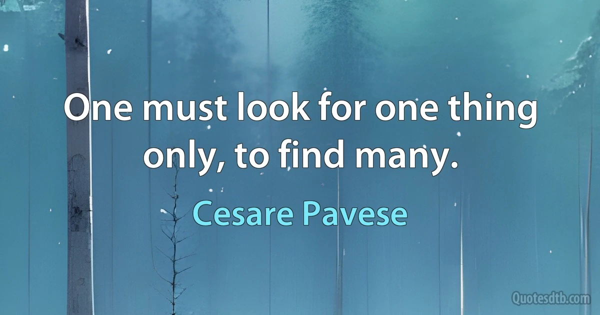 One must look for one thing only, to find many. (Cesare Pavese)