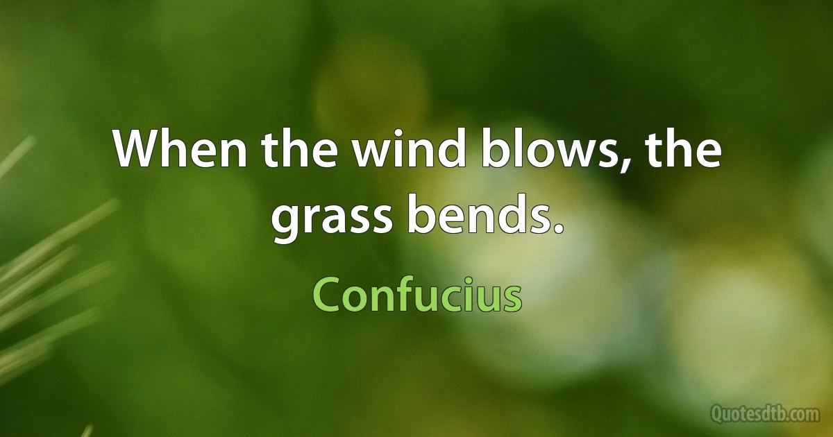 When the wind blows, the grass bends. (Confucius)