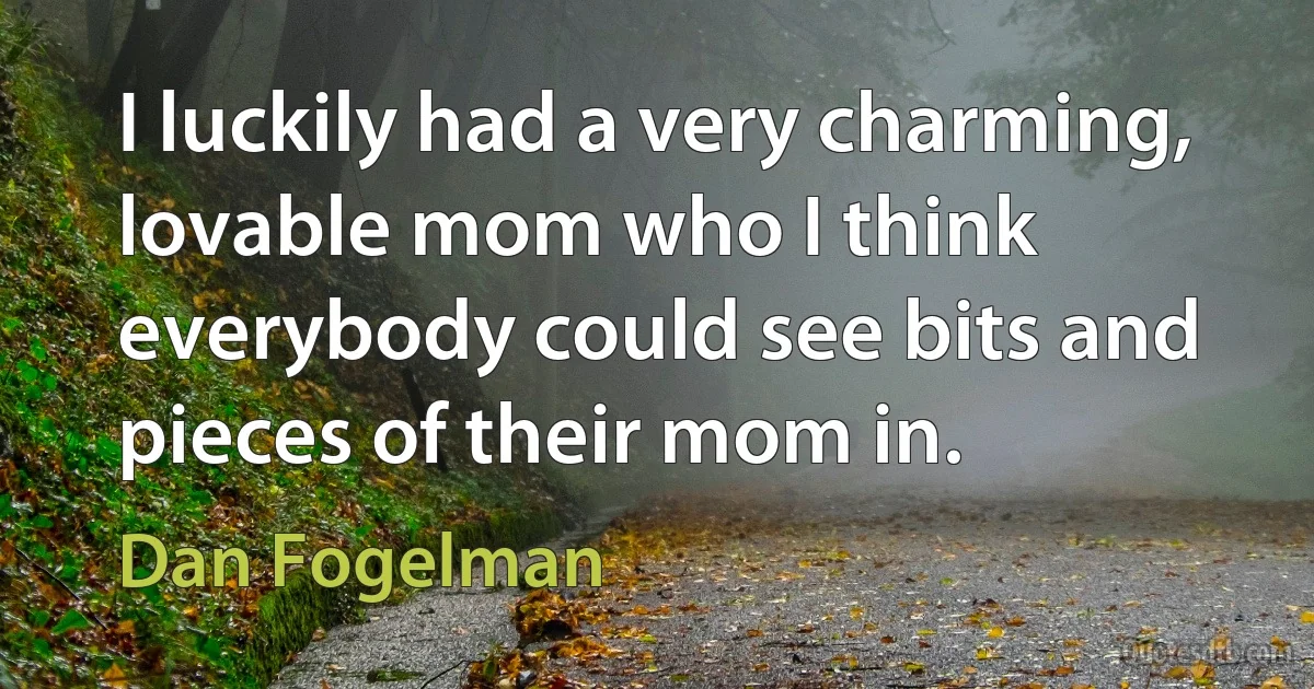 I luckily had a very charming, lovable mom who I think everybody could see bits and pieces of their mom in. (Dan Fogelman)