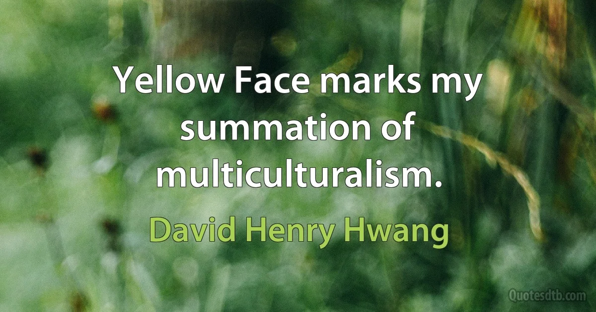 Yellow Face marks my summation of multiculturalism. (David Henry Hwang)