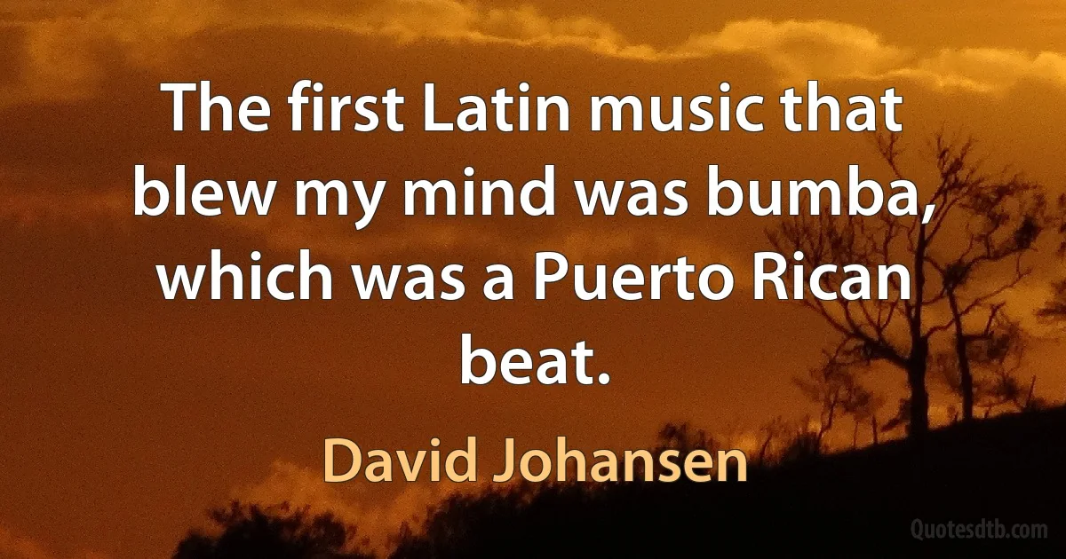 The first Latin music that blew my mind was bumba, which was a Puerto Rican beat. (David Johansen)