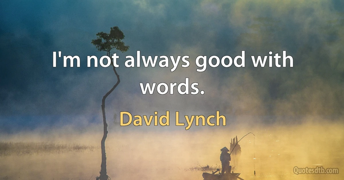 I'm not always good with words. (David Lynch)