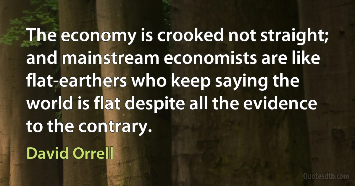 The economy is crooked not straight; and mainstream economists are like flat-earthers who keep saying the world is flat despite all the evidence to the contrary. (David Orrell)