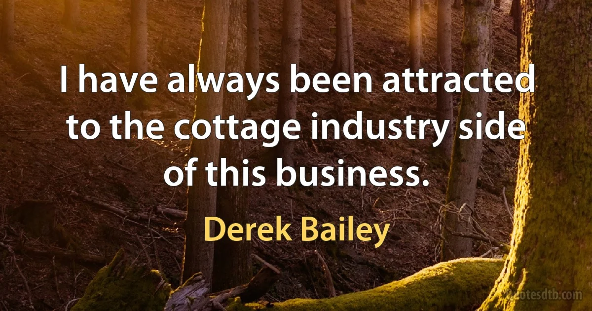 I have always been attracted to the cottage industry side of this business. (Derek Bailey)