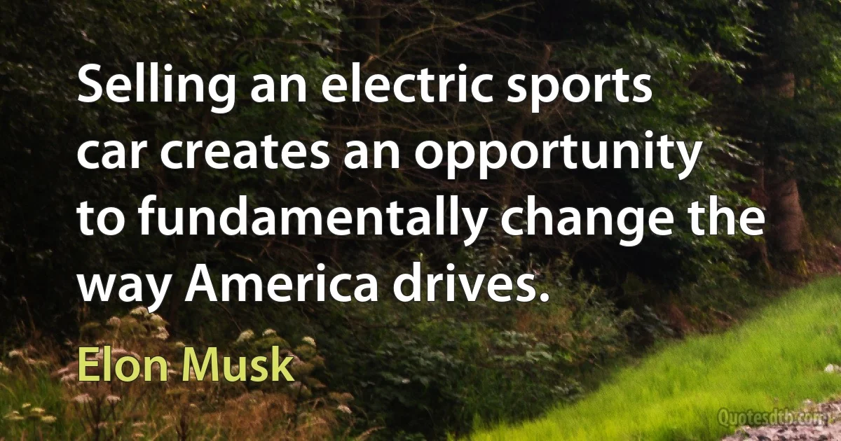 Selling an electric sports car creates an opportunity to fundamentally change the way America drives. (Elon Musk)