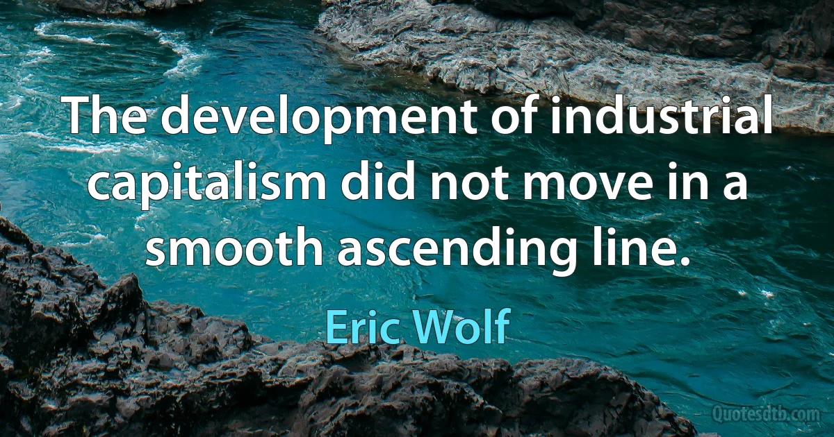 The development of industrial capitalism did not move in a smooth ascending line. (Eric Wolf)