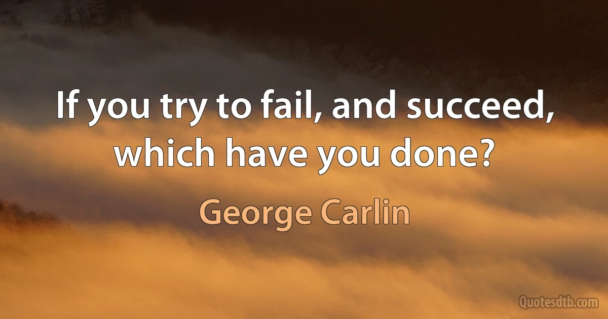 If you try to fail, and succeed, which have you done? (George Carlin)