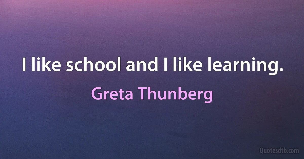 I like school and I like learning. (Greta Thunberg)