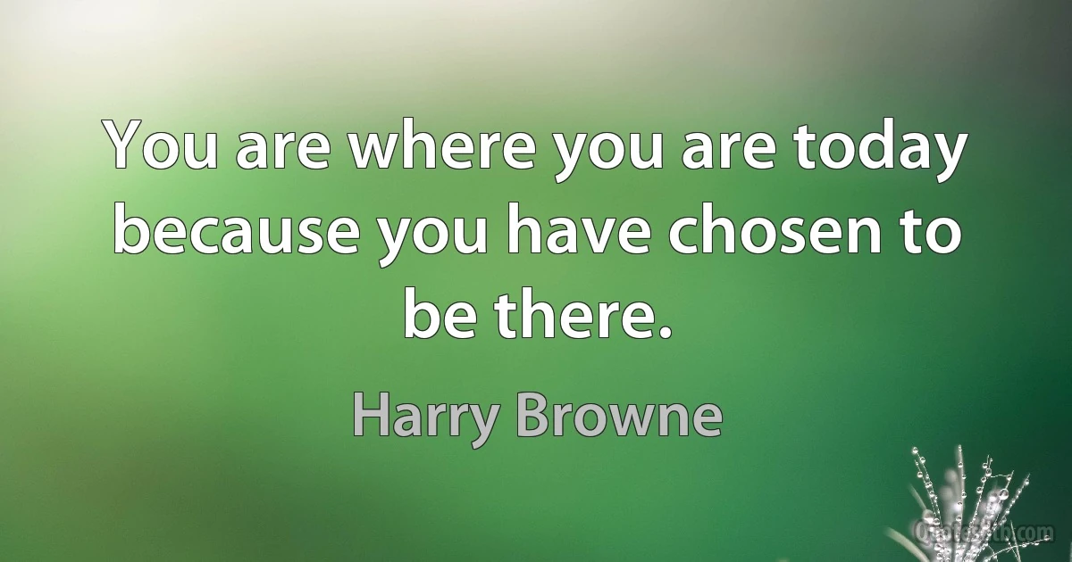 You are where you are today because you have chosen to be there. (Harry Browne)