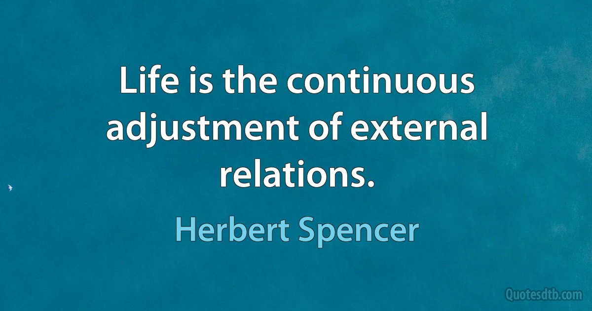 Life is the continuous adjustment of external relations. (Herbert Spencer)