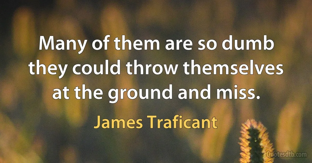 Many of them are so dumb they could throw themselves at the ground and miss. (James Traficant)