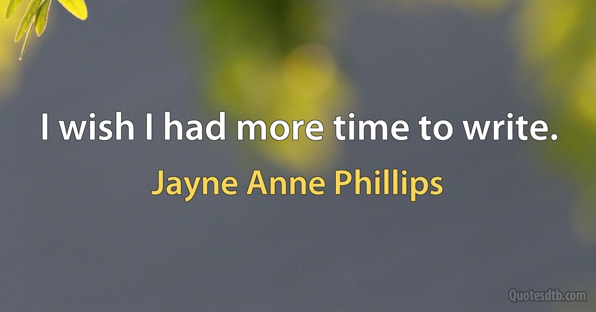 I wish I had more time to write. (Jayne Anne Phillips)