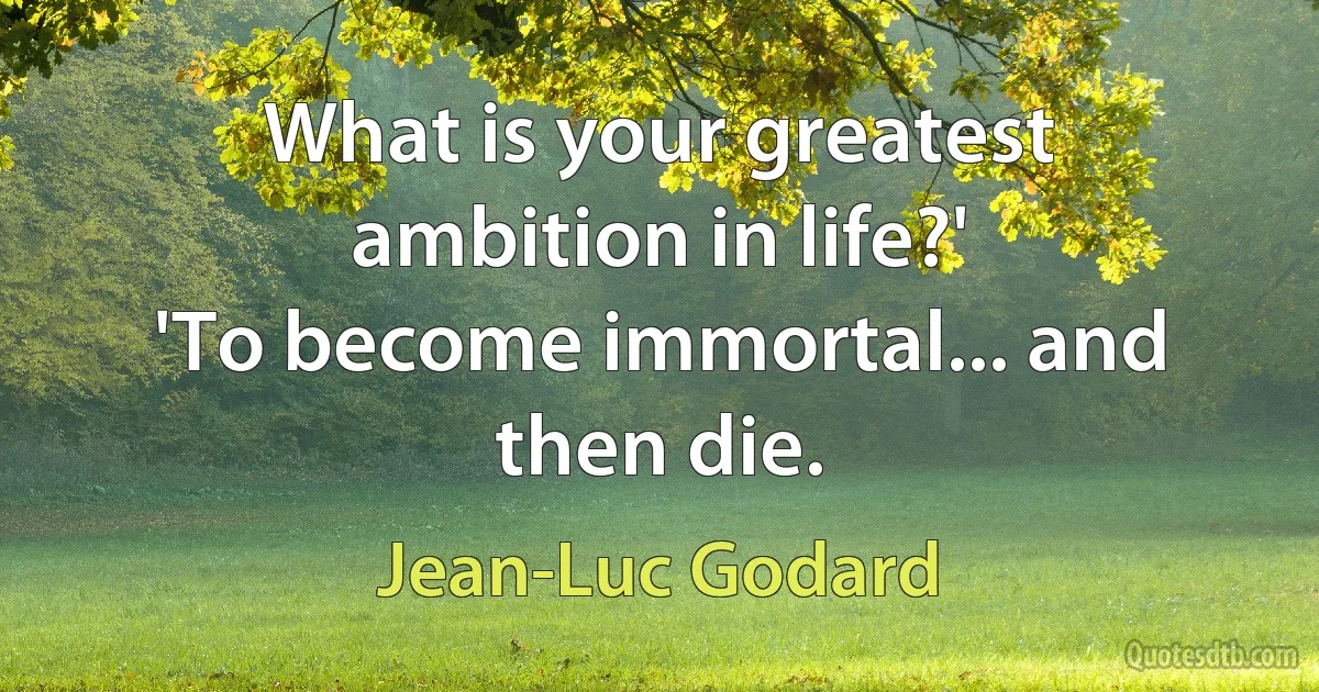 What is your greatest ambition in life?'
'To become immortal... and then die. (Jean-Luc Godard)