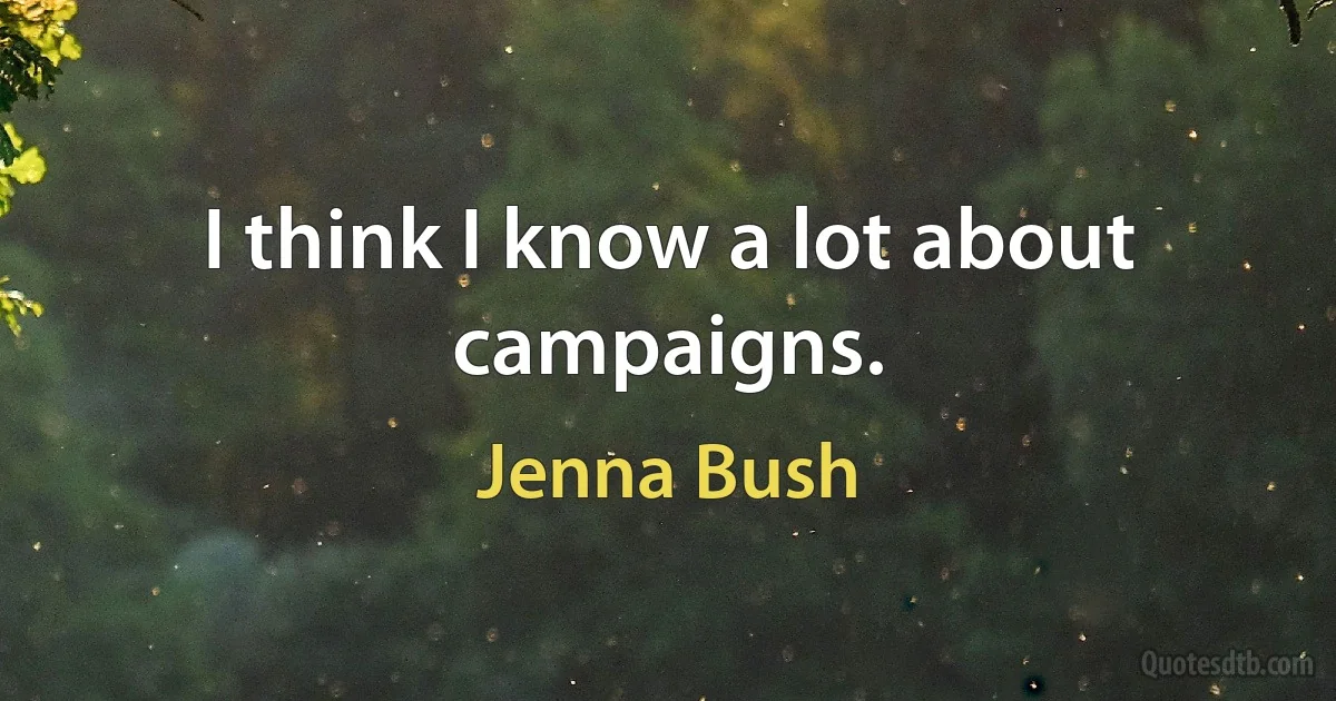 I think I know a lot about campaigns. (Jenna Bush)