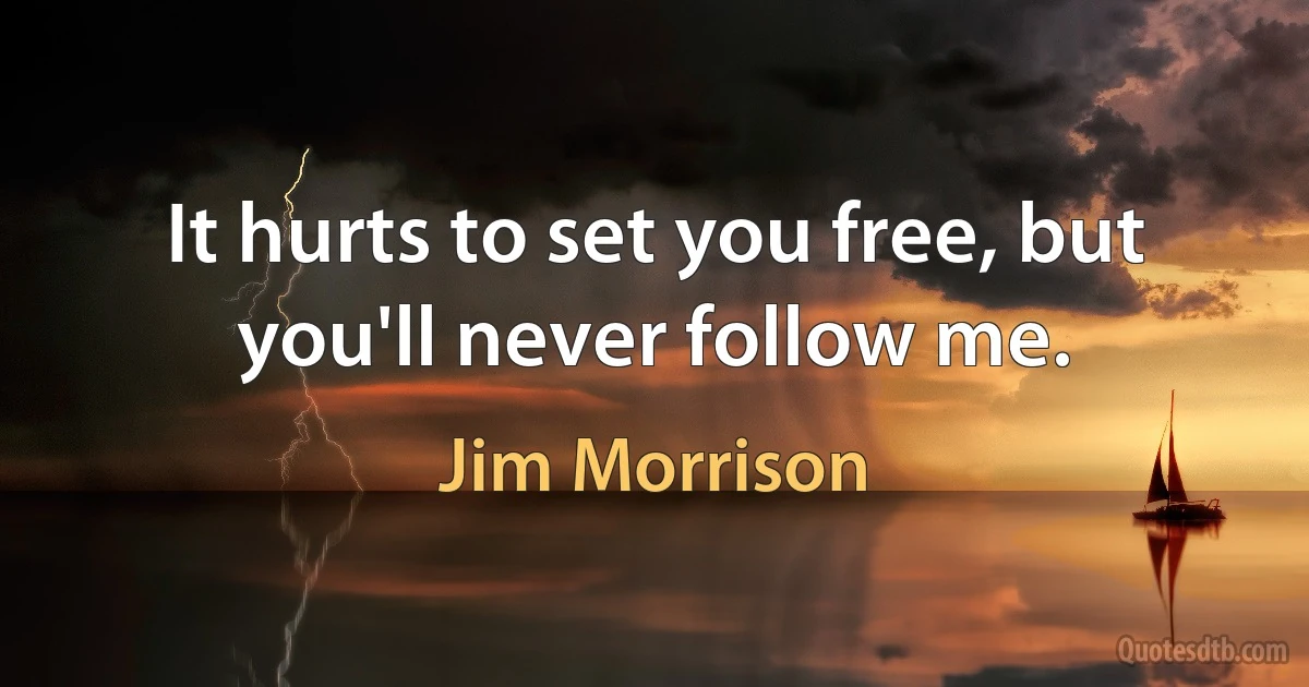 It hurts to set you free, but you'll never follow me. (Jim Morrison)