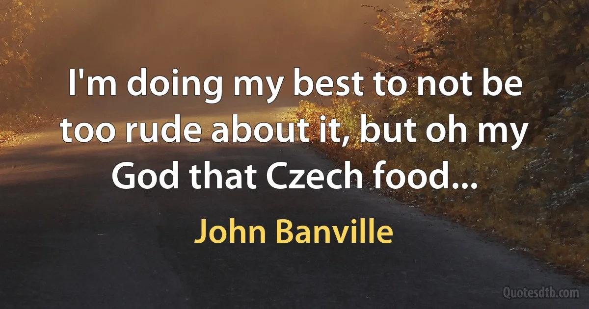 I'm doing my best to not be too rude about it, but oh my God that Czech food... (John Banville)