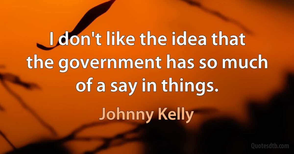 I don't like the idea that the government has so much of a say in things. (Johnny Kelly)