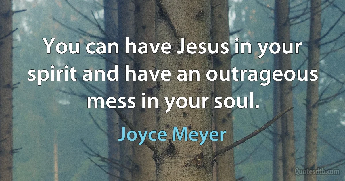 You can have Jesus in your spirit and have an outrageous mess in your soul. (Joyce Meyer)