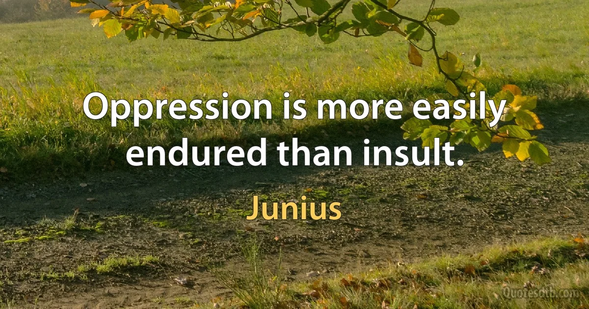 Oppression is more easily endured than insult. (Junius)