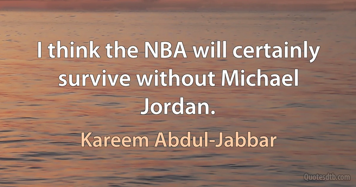 I think the NBA will certainly survive without Michael Jordan. (Kareem Abdul-Jabbar)