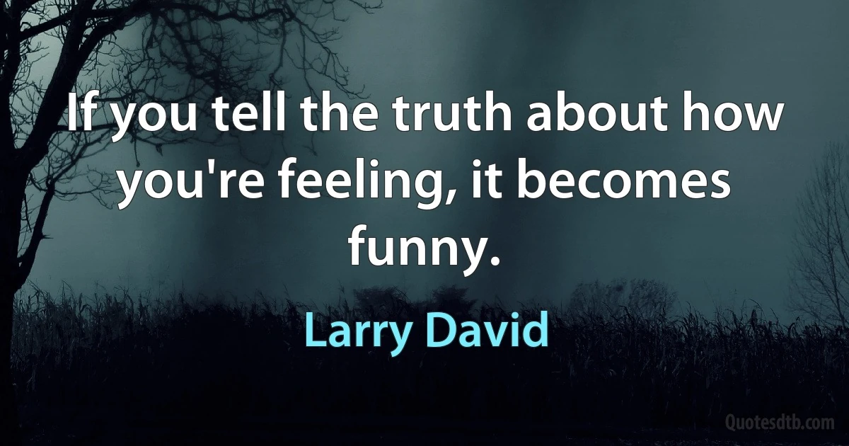 If you tell the truth about how you're feeling, it becomes funny. (Larry David)