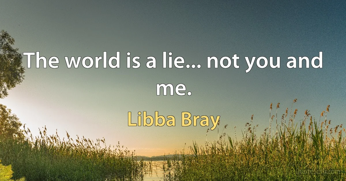 The world is a lie... not you and me. (Libba Bray)