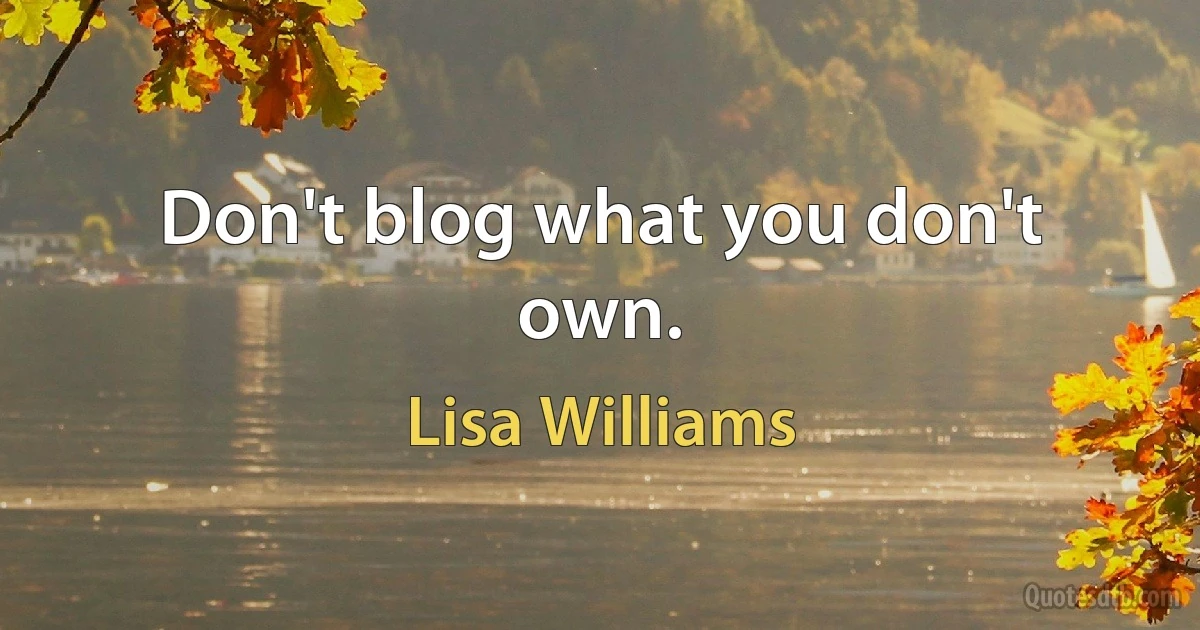 Don't blog what you don't own. (Lisa Williams)