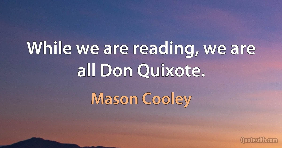 While we are reading, we are all Don Quixote. (Mason Cooley)