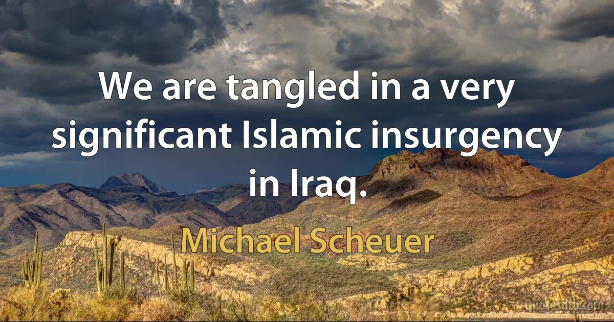 We are tangled in a very significant Islamic insurgency in Iraq. (Michael Scheuer)