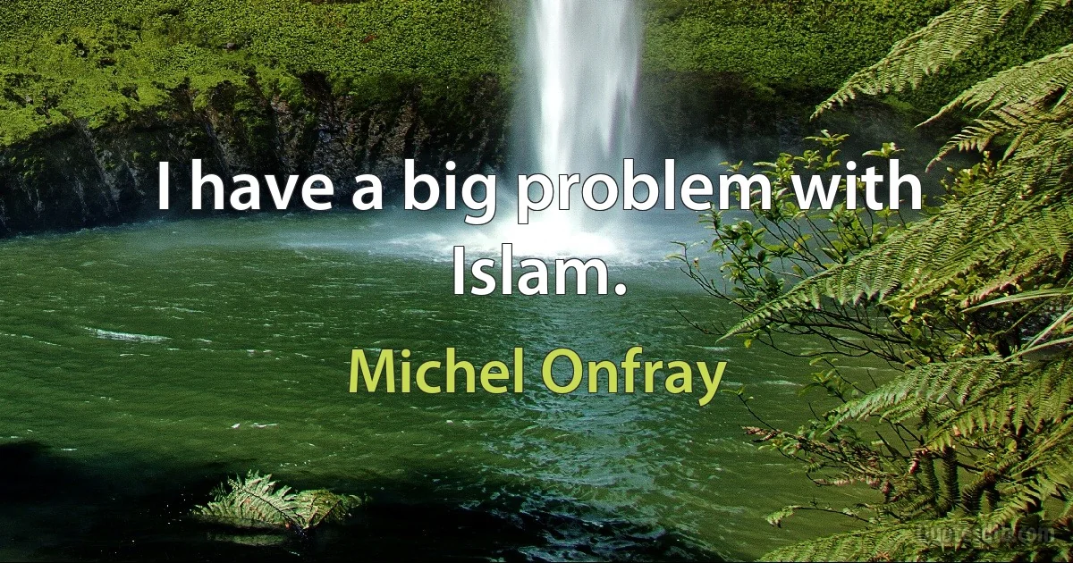 I have a big problem with Islam. (Michel Onfray)