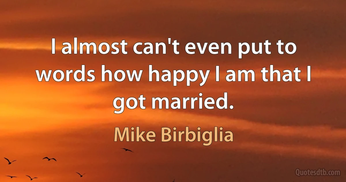 I almost can't even put to words how happy I am that I got married. (Mike Birbiglia)