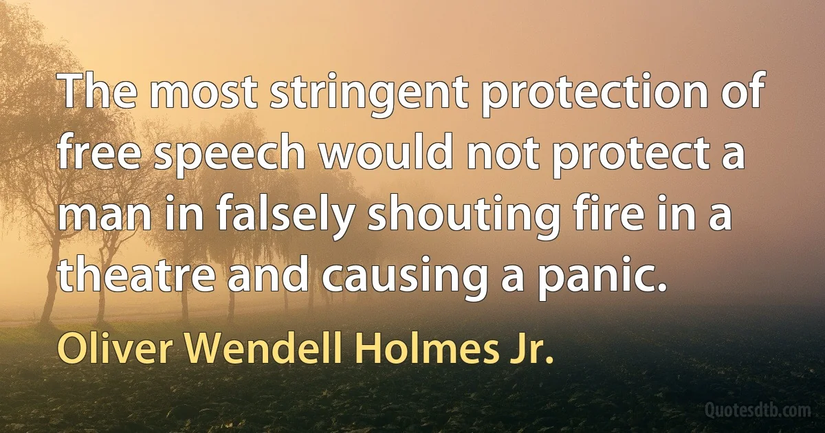 The most stringent protection of free speech would not protect a man in falsely shouting fire in a theatre and causing a panic. (Oliver Wendell Holmes Jr.)