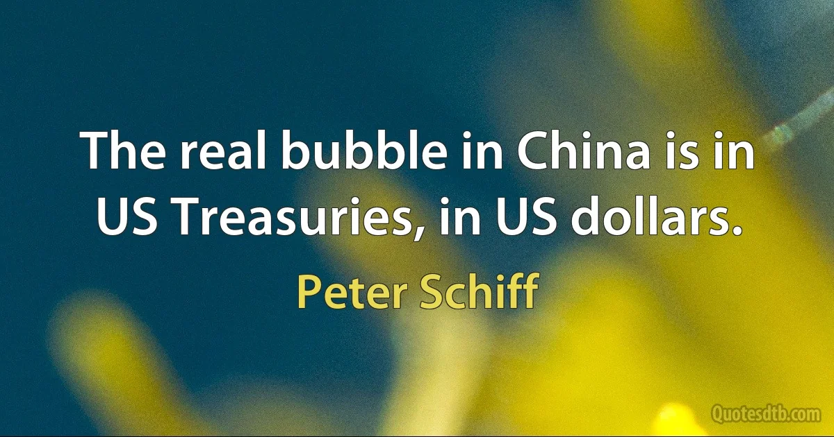 The real bubble in China is in US Treasuries, in US dollars. (Peter Schiff)