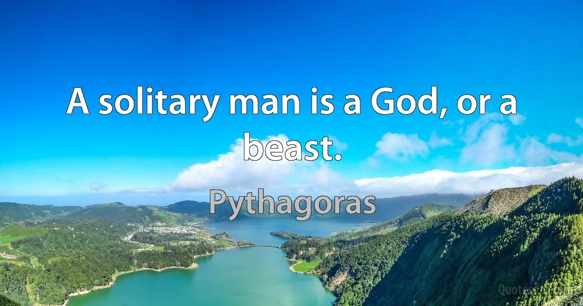 A solitary man is a God, or a beast. (Pythagoras)