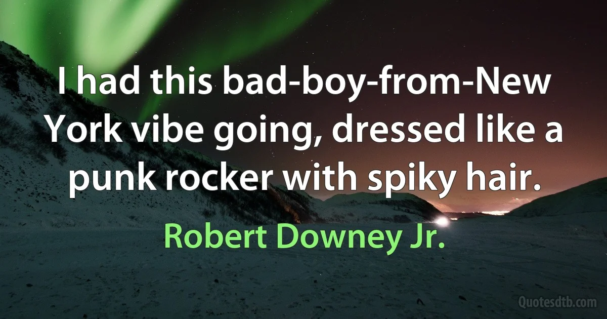 I had this bad-boy-from-New York vibe going, dressed like a punk rocker with spiky hair. (Robert Downey Jr.)