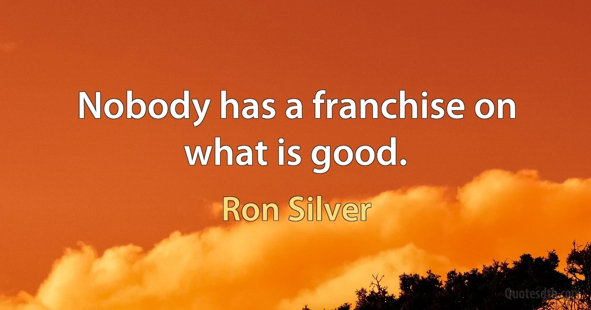 Nobody has a franchise on what is good. (Ron Silver)