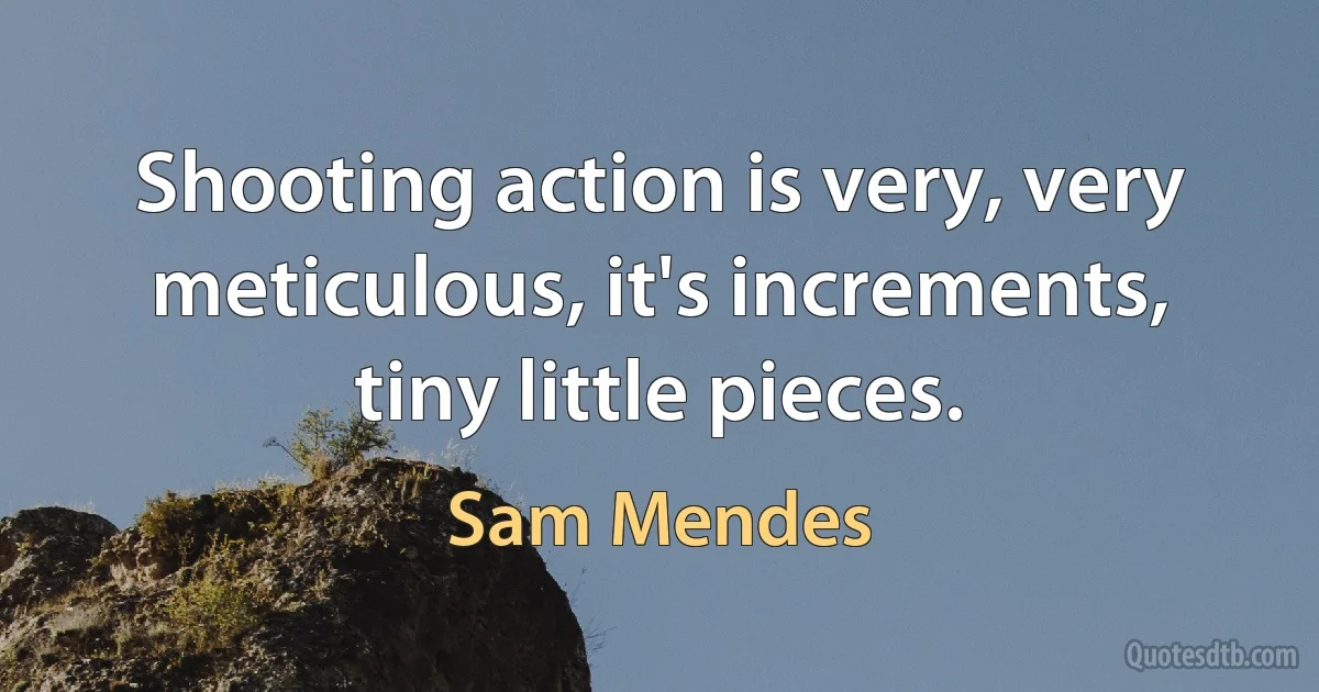 Shooting action is very, very meticulous, it's increments, tiny little pieces. (Sam Mendes)