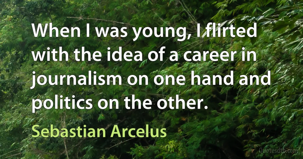 When I was young, I flirted with the idea of a career in journalism on one hand and politics on the other. (Sebastian Arcelus)