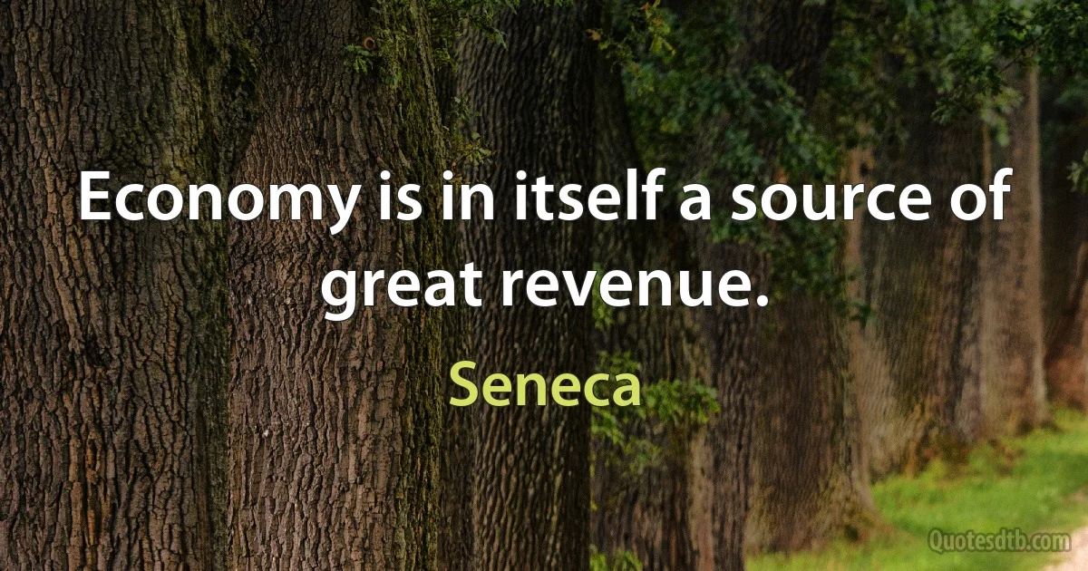 Economy is in itself a source of great revenue. (Seneca)