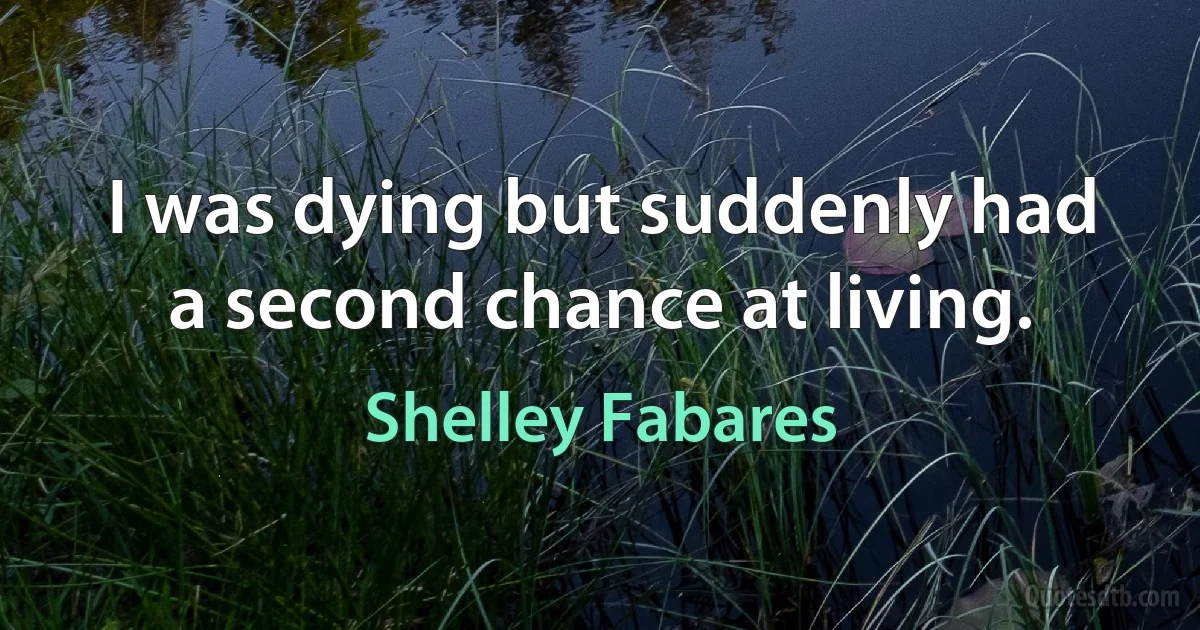 I was dying but suddenly had a second chance at living. (Shelley Fabares)