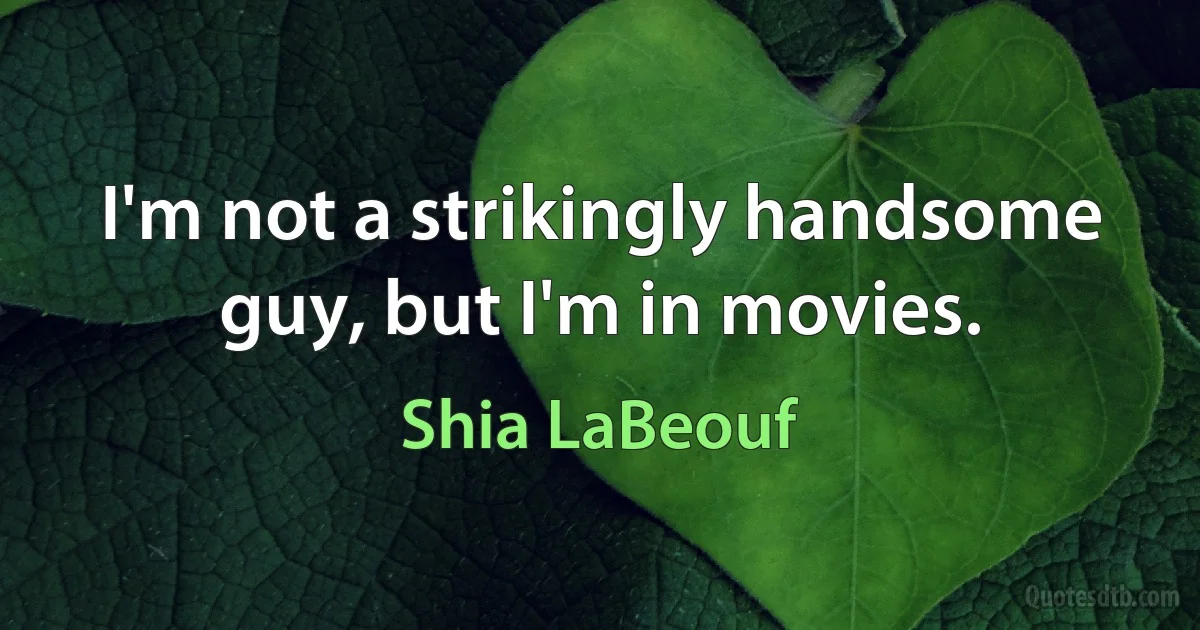 I'm not a strikingly handsome guy, but I'm in movies. (Shia LaBeouf)