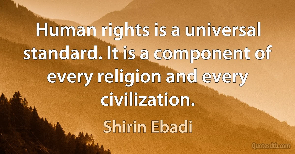 Human rights is a universal standard. It is a component of every religion and every civilization. (Shirin Ebadi)